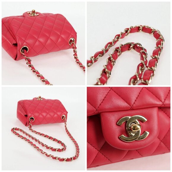 CHANEL Matelasse Chain Shoulder Bag Lamb Skin Pink Gold CC Auth 128553M - Picture 16 of 16